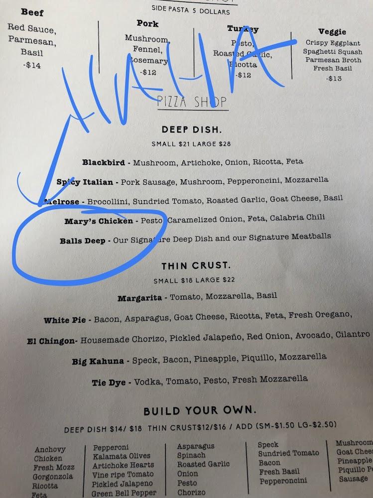 Blackbird Pizza Shop Menu image 4